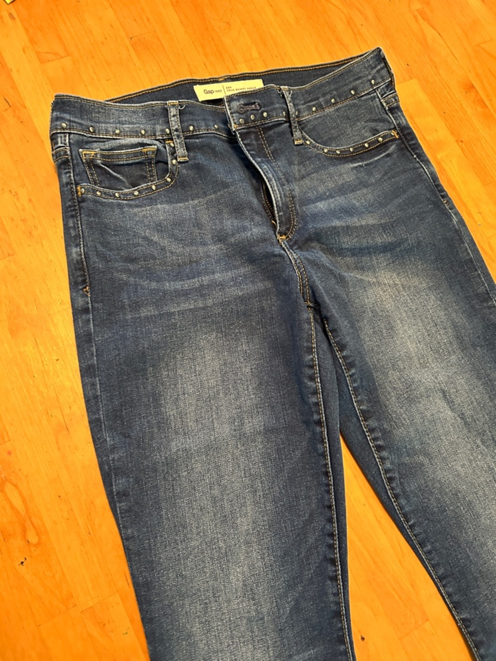 GAP Studded Mid Wash Skinny Jeans - Blue